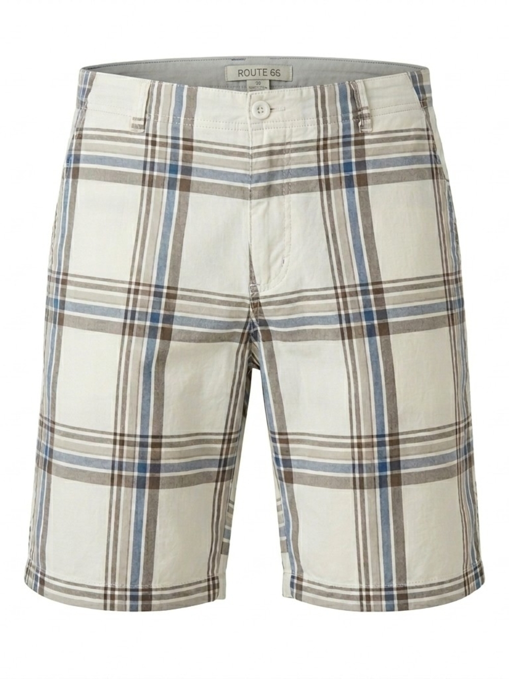 Route‎ 66 Men's Plaid Shorts Size 40 Blue Cream Y2K Skater Grunge Flat Front